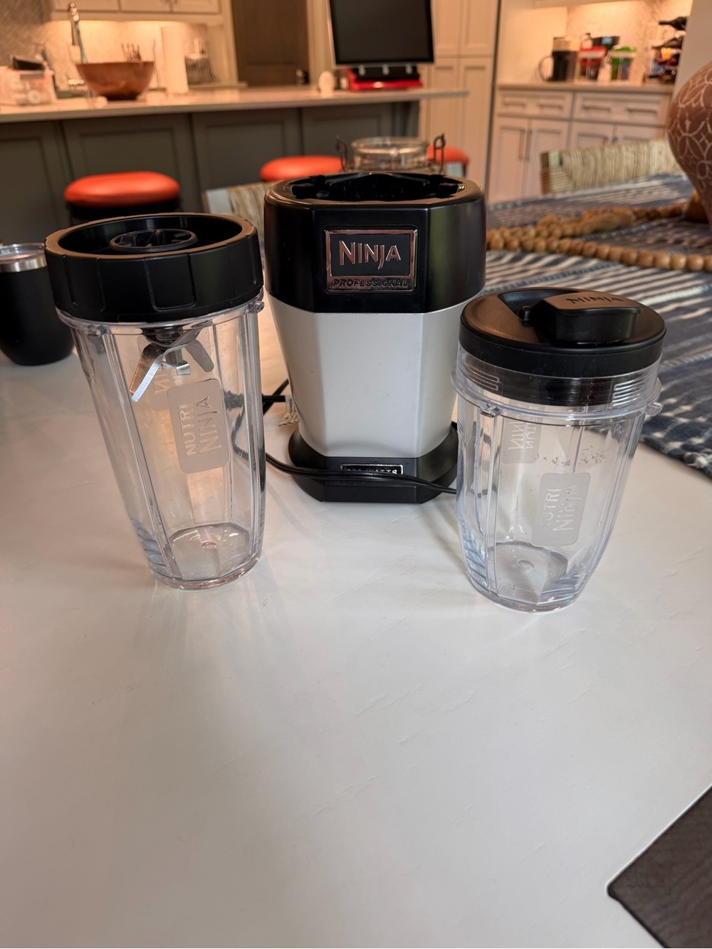 Ninja personal blender in black and silver with clear cups